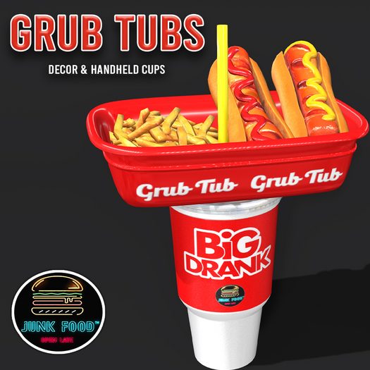 Second Life Marketplace Junk Food Grub Tubs (Hot Dogs)